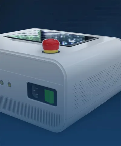 Detalle del Endolifting con el pulsador de emergencia y la pantalla