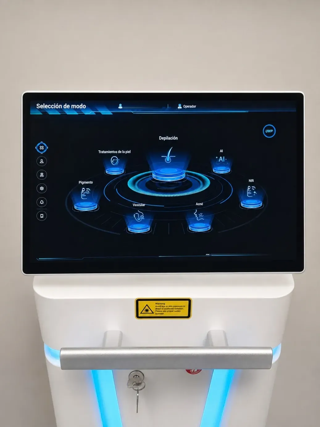 Pantalla Selección de modo sobre el cuerpo de Synerlight Pro