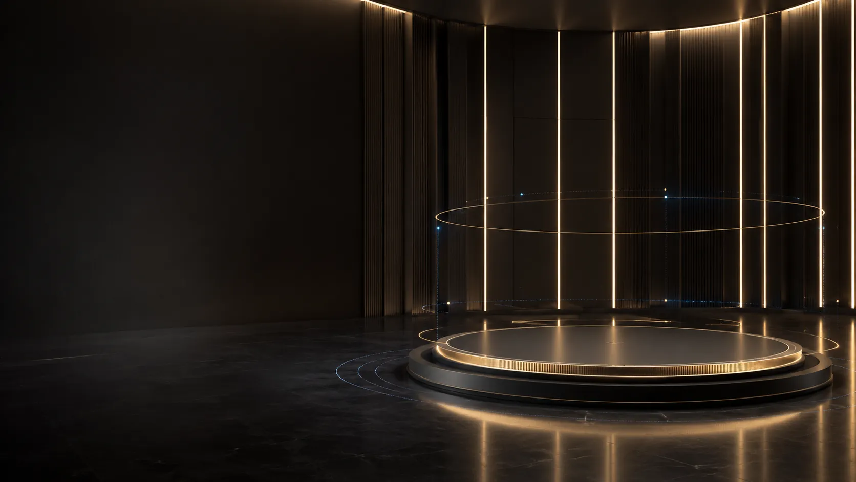 Podio 360° dorado del showroom digital LECANART